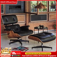 Eames Lounge Chair, Genuine Leather Single Sofa Chair, Minimalist Designer Leisure Chair for Living 