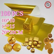 100 Sheets of Chocolate Foil Chocolate Foil Chocolate Wrapper Foil Paper Chocolate Wrap Gold Paper F