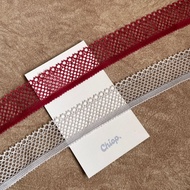 2.4 CM Wine Red & Grey Soft Elastic Lace Trim | 4076-19 | 4075-19