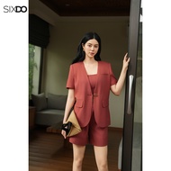 Áo vest nữ đỏ gạch ngắn tay SIXDO (Brick Woven Vest)