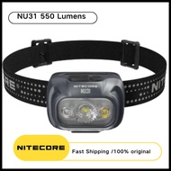 NITECORE NU31 Triple Output Lightweight Headlamp 550Lumens USB-C Rechargeable Headlight Built in battery