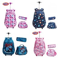 Trolley School Bag Primary School 4 Wheel Kids Roller Bag Girl Boy Kids Beg Sekolah Roda Luggage Bag