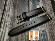 18mm 牛皮錶帶（黑色x擦色）