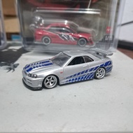 Hot Wheels Nissan skyline GTR R34 Brian OConner rubber tires - hot wheels Nissan R34 Brian OConner