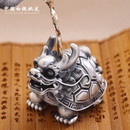 Creative Tea Pet Dragon Turtle 999 Sterling Silver Tea Set Accessories Wenwan Handle Piece Men Women