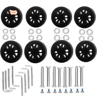 8pcs Luggage Wheels Replacement Kit,Dia 2in/50mm Thick 0.47in/12mm Resistant Rubber Mute Caster Repl