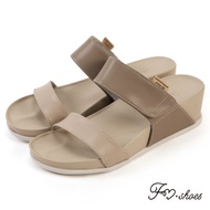 FM SHOES Contrast Color Decompression Wedge Slippers Khaki