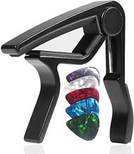 WINGO Quick-Change capo for Acoustic and Electric Guitars with 5 Picks for Free, Black.