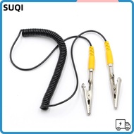LUCKY-SUQI Anti-Static ESD Grounding Cable, 2mm Black Coiled Cord, Freedom From Tangles Male-to-Fema