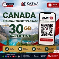 eSIM Canada Data 15/30 Days Roaming Travel (3/5/10/20GB)