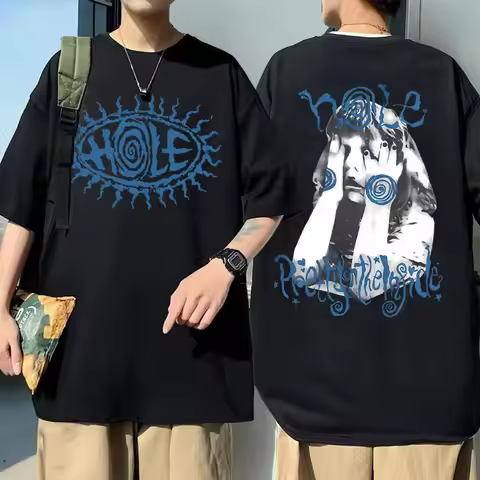 Alternative Grunge Rock Band Hole Courtney Love Pretty on The Lnside Double Sided Print T-shirts Men