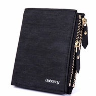 Baborry  Mens short Wallet Men’s  Double Zipper Bifold Wallet with High Quality soft PU