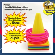 【 22 Estore 】(18/23cm Skittle Cone x 10pcs) + (Ring Toss x 10pcs) Random Colours