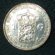Uang Koin Kuno NEDERLANDS 1 Gulden 1929 Wilhelmina Original