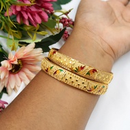 Matt Gold Ethnic Indian Bangles New Design - Set of 2 | Artlah Gelang Tangan | Indian Bangles