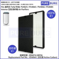 淨博 - 一組兩件【適用於特福 Tefal PU4025 / PU4065 / PU4066 / PU4085】空氣清新機HEPA濾網+活性碳濾網濾芯