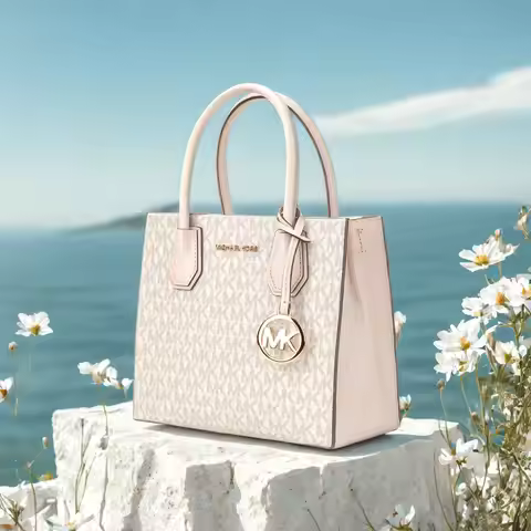 MICHAEL KORS Mercer Medium Logo Accordion Crossbody Bag In Powder Blush Multi 35S1GM9M2B