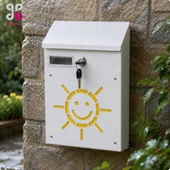 [Baosity] Decorative Outdoor Wall Mailbox Sun Pattern Vintage Galvanized Secure Parcel Holder Mail B