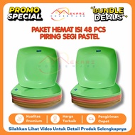 48 PCS Heat Resistant Pastel Square Dinner Plates