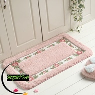 MARITA1 1 Pcs Flower Rug, 16*24Inch Microfiber Pink Rug,  Pink Absorbent Non-Skid Floral Bathroom Ru