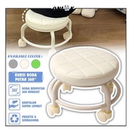Kursi Mini Bentuk Bulat Dengan Roda Putar 360° Minimalis / Bangku Belajar Berjalan Anak Bayi Balita 
