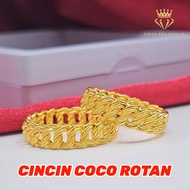 Pure 916 Gold Sand Coco Ring/916 Gold/916 Gold Rattan Split Ring/916 Gold Viral Ring