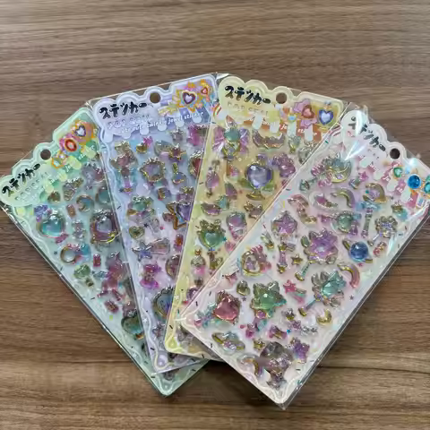 4Sheets Kawaii Magic Wand 3D Gem Sticker Twinkle Jewel Epoxy Stickers for Scrapbooking Journal DIY C