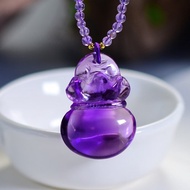 極品天然巴西天然紫水晶錢袋子 雕刻福在眼前 晶體通透 顏色美豔