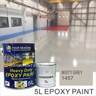 5Litre ( MISTY GREY 1457 ) Paint Epoxy Floor Paint Coating ( FOUR SEASONS ) 5L (Cat Lantai Simen Epoxy)