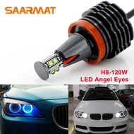 2Pcs 120W LED Canbus Error Free Angel Eyes Light Headlight Lamp For BMW E90 E92 E82 E60 E70 X5 E71 X