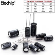 1uF ~ 470uF Capacitors set 12 value *10pcs Electrolytic Capacitor assortment Kit, 16V 25V 50V 1UF 2.