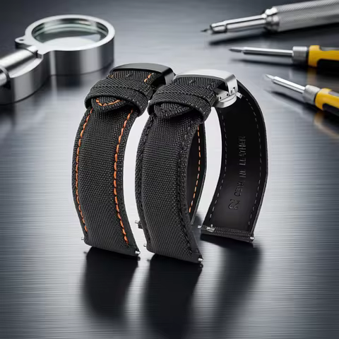 For Mido Nylon Leather Strap Commander M021 M025 Multifort M005 Tissot CASIO Black Orange TAG Heuer 