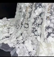 Vải ren hoa nổi 3D làm phụ kiện cưới 1x1m3 ứng dụng may váy cưới làm lúp cô dâu hàng loại 1