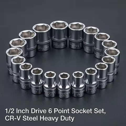 12.5mm Hex Socket Set-Chrome Vanadium Steel Quenched,Straight-Knurled,8-34mm Range,High Hardness&Dur