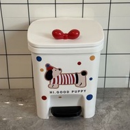 內地直送 - 腳踏垃圾桶12L【紅色蝴蝶結】臘腸狗貼紙垃圾桶 廁所垃圾桶 廚房垃圾桶 帶蓋可愛垃圾桶 手按式垃圾桶 帶壓圈垃圾桶 衛生間 廁所 浴室 客廳垃圾桶