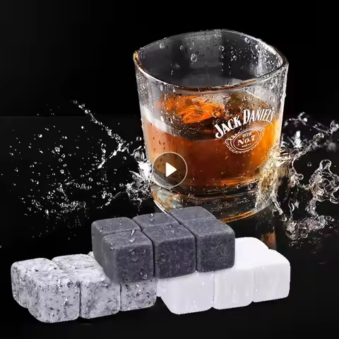 6pcs Whiskey Stones Sipping Ice Cube Cooler Reusable Whisky Ice Stone Whisky Natural Rocks Bar Wine 