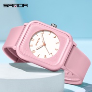 SANDA นาฬิกาควอทซ์แฟชั่นเรียบง่ายอเนกประสงค์ลำลองกลางแจ้งกันน้ำนาฬิกาสำหรับทั้งหญิงและชายสี่เหลี่ยม