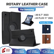 Case Samsung Tab A9/Casing Samsung Galaxy Tab A9/Tab A9 Plus Rotary Leather Case Cover Flip Cover Standing