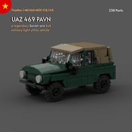 Moc assembly toy, military truck UAZ-469 V2 1/45 scale, uaz 469 assembly toy with sticker
