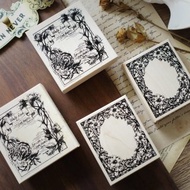 楓木手賬印章 復古邊框 花卉 天使 紅橡膠