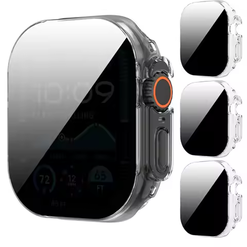 Privacy case for Apple Watch ultra 2-3 49mm Anti-Spy Screen Protector Tempered Glass+Cover iWatch se