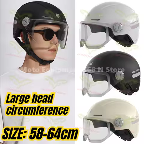 Adjustable Oversized 58-64cm Motorcycle Half Helmet Men Women Four Seasons Universal Winter Warm Win