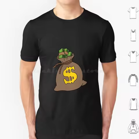 Money Bag T Shirt Cotton Men Women DIY Print Cash Money 100 Mula Dollar Rich Hustle Gambling Cashapp