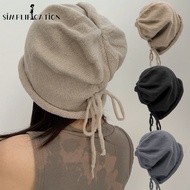 Korean Ins Solid Color Knit Beanies Hat - Autumn Winter Warmer Drawstring Skullcaps Hip Hop Cap