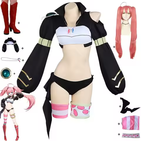 ♥ New 2026 Anime That Time I Got Reincarnated As A Slime Milim Nava Cosplay Costume Short Black Coat