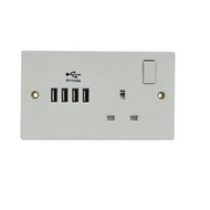 mercury - 13A 1位開關插座， 帶 4個 USB充電插座 (共 4.8A)- 1648U