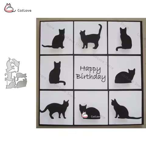 6PCS/Lot Cat Animal Metal Cutting Dies Stencils For DIY Scrapbooking Paper Card Decorative Craft Emb