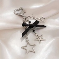 Bag Chain › [Big Star Black Bow] Silver Texture Mobile Phone Chain Pendant Keychain Love Star Camera