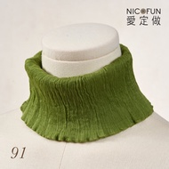 [Forest Ocean Series] Pretty 17 Willow Leaf Silk Small Fold Bib Versatile 100% Mulberry Scarf Headband Wrinkle NicoFun