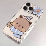 新款可愛卡通透明電話殼適用iphone15華為電話殼防摔電話殼代發-卡通棕狗 iPhone 11